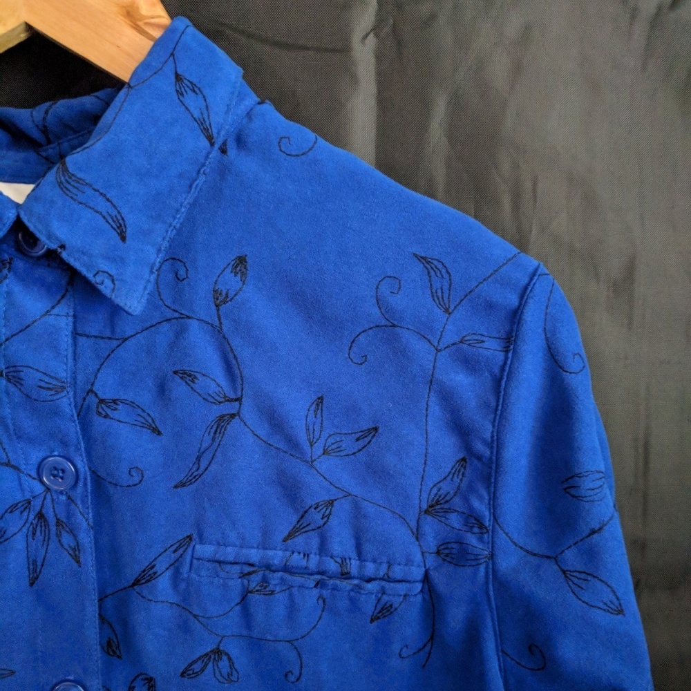 Royal blue suede button shirt